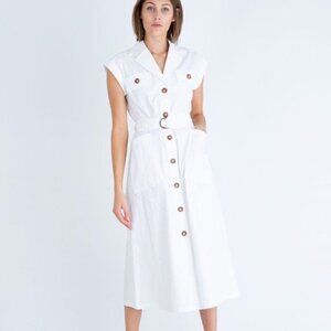 RIANI Safari midi linen Dress  like new white size 2